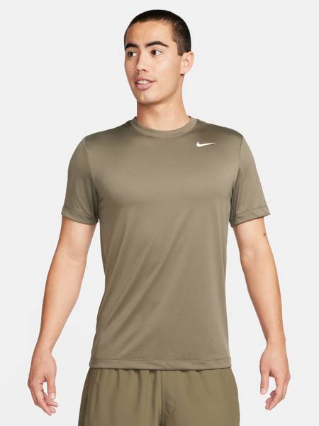 NIKE Solid Men Round Neck Green T-Shirt
