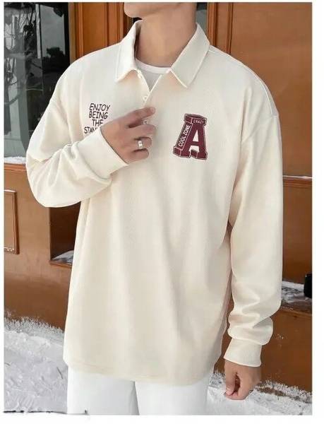 AVEJO Printed Men Polo Neck Beige T-Shirt
