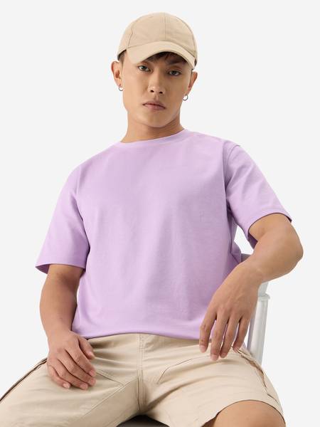 The Souled Store Solid Men Round Neck Purple T-Shirt