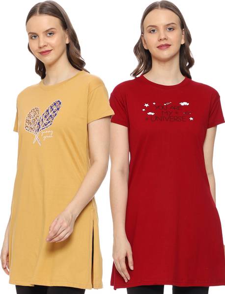 TWF Typography Women Round Neck Red T-Shirt