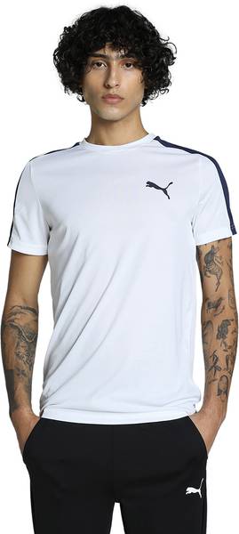 PUMA Solid Men Crew Neck White T-Shirt
