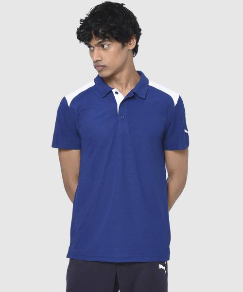 PUMA Colorblock Men Polo Neck Blue T-Shirt