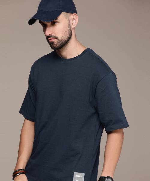 Roadster Solid Men Round Neck Blue T-Shirt