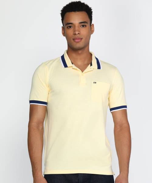 PETER ENGLAND Solid Men Polo Neck Beige T-Shirt