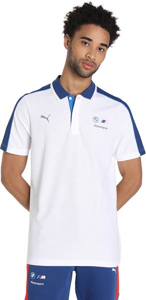 PUMA Solid Men Peter Pan Collar White T-Shirt