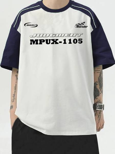 Jump Cuts Printed Men Round Neck White, Blue T-Shirt