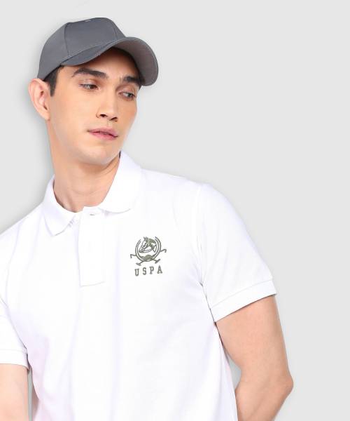 U.S. POLO ASSN. Solid Men Polo Neck White T-Shirt