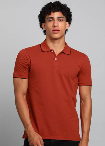 PARK AVENUE Solid Men Polo Neck Red T-Shirt