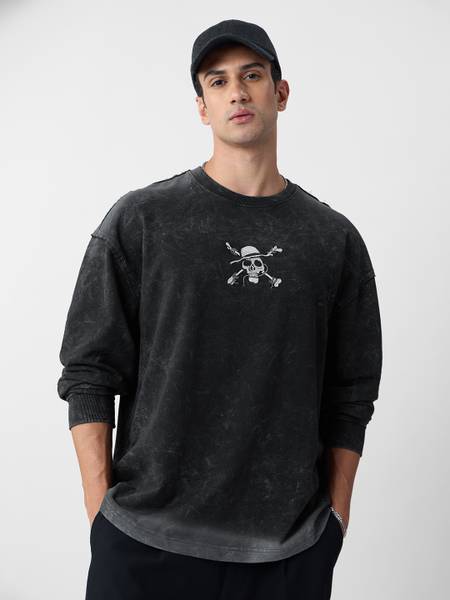 The Souled Store Printed Men Round Neck Black T-Shirt