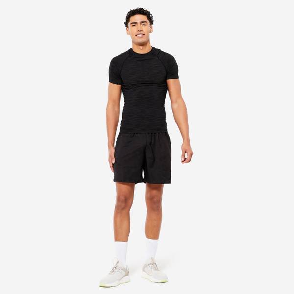 Domyos By Decathlon Solid Men Round Neck Black T-Shirt