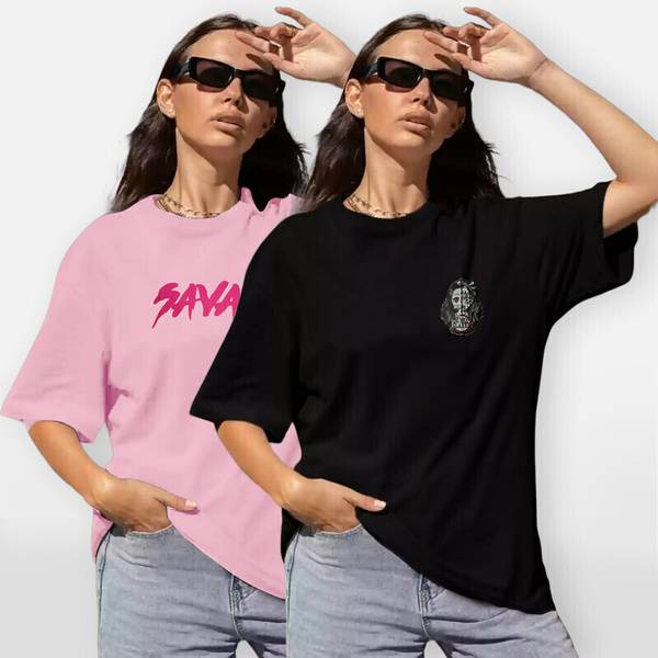 METRONAUT Printed Women Round Neck Multicolor T-Shirt