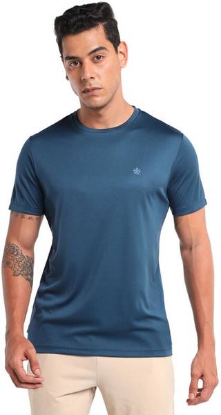 Cult Solid Men Round Neck Navy Blue T-Shirt