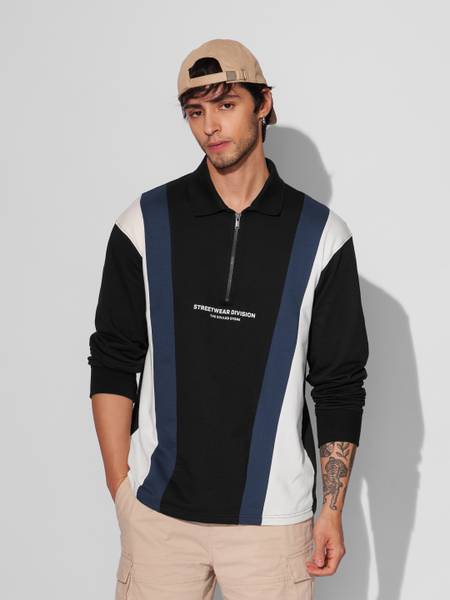 The Souled Store Graphic Print Men Mandarin Collar Multicolor T-Shirt