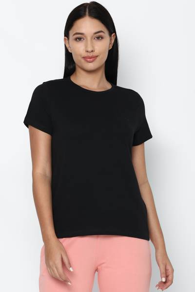 Allen Solly Solid Women Round Neck Black T-Shirt