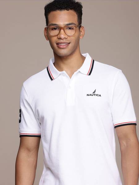 NAUTICA Solid Men Polo Neck White T-Shirt