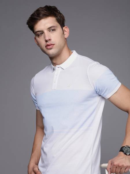 WROGN Colorblock Men Polo Neck White T-Shirt