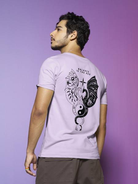 BEWAKOOF Graphic Print Men Round Neck Purple T-Shirt