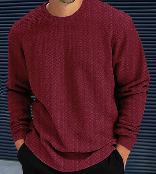 Force Solid Men Round Neck Maroon T-Shirt