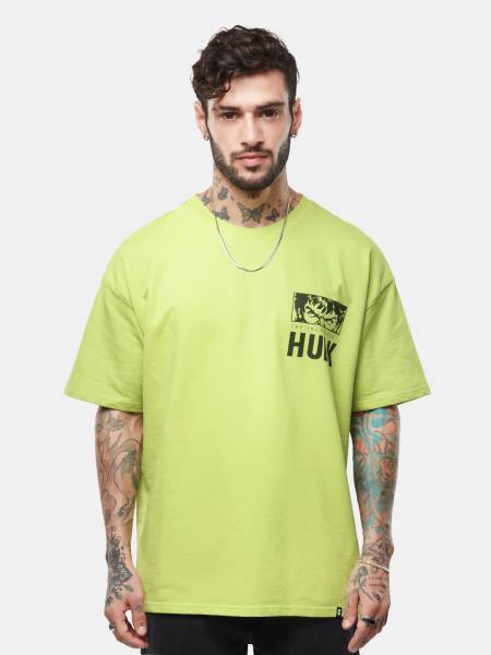 The Souled Store Graphic Print Men Round Neck Green T-Shirt