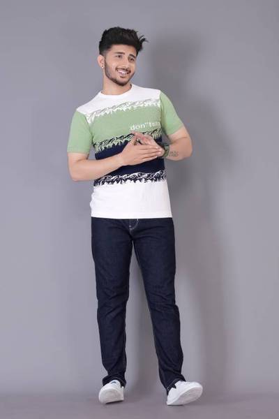 CONJEX Striped Men Round Neck Reversible Green T-Shirt
