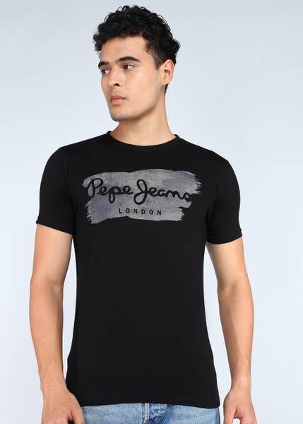 Pepe Jeans Graphic Print Men Round Neck Black T-Shirt