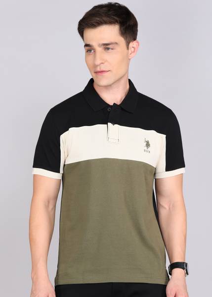 U.S. POLO ASSN. Colorblock Men Polo Neck Brown T-Shirt