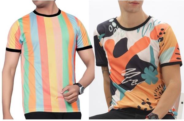 sti Printed Men Round Neck Multicolor T-Shirt