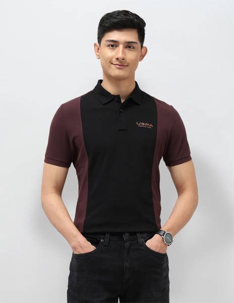 U.S. Polo Assn. Denim Co. Solid Men Polo Neck Brown T-Shirt