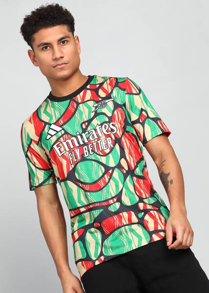 ADIDAS Printed Men Round Neck Red T-Shirt