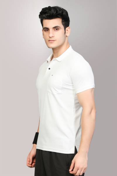 wewok Solid Men Polo Neck White T-Shirt