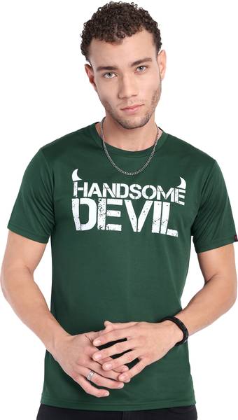 Go Devil Printed Men Round Neck Green T-Shirt