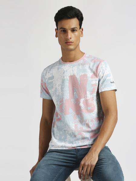 Pepe Jeans Printed Men Crew Neck Pink T-Shirt