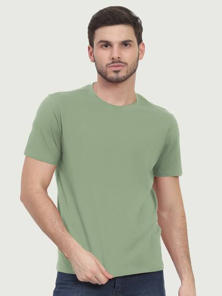 FREECULTR Solid Men Round Neck Green T-Shirt
