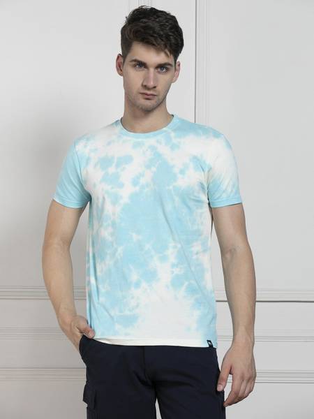 Dennis Lingo Printed Men Round Neck Blue T-Shirt