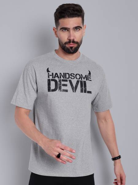 Go Devil Printed Men Round Neck Grey T-Shirt