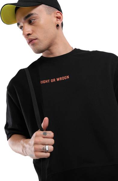 WROGN Solid Men Crew Neck Black T-Shirt
