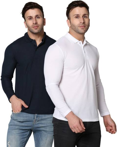 INKKR Solid Men Polo Neck Multicolor T-Shirt