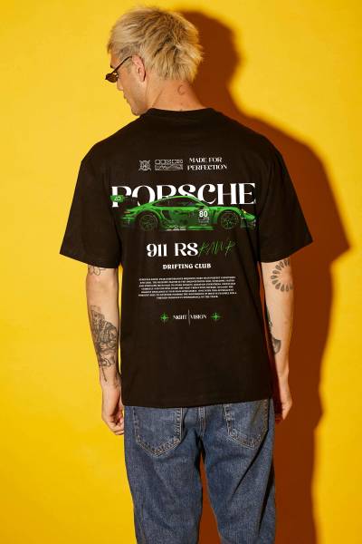 BDSQUARE Graphic Print Men Round Neck Black T-Shirt