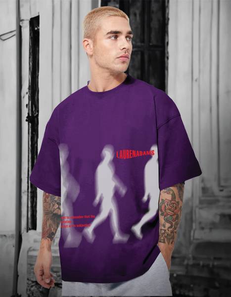 Lauren Adams Printed Men Round Neck Purple T-Shirt