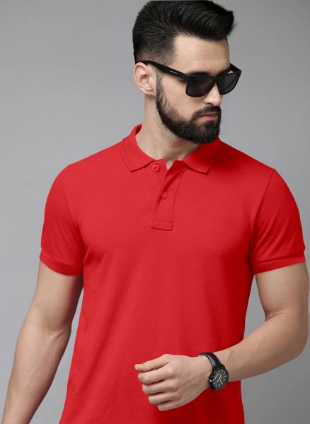 METRONAUT Solid Men Polo Neck Red T-Shirt