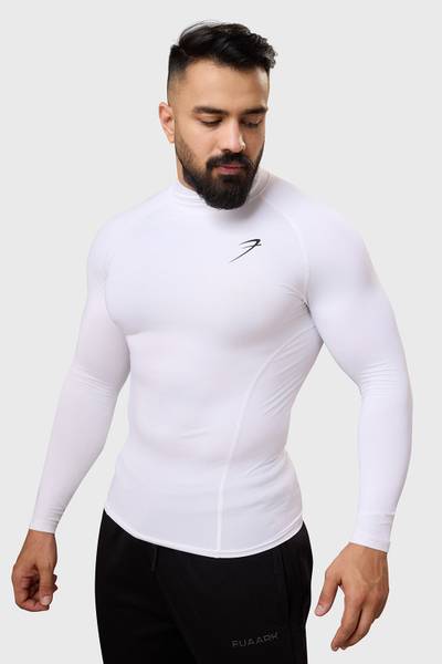FuaarK Solid Men High Neck White T-Shirt