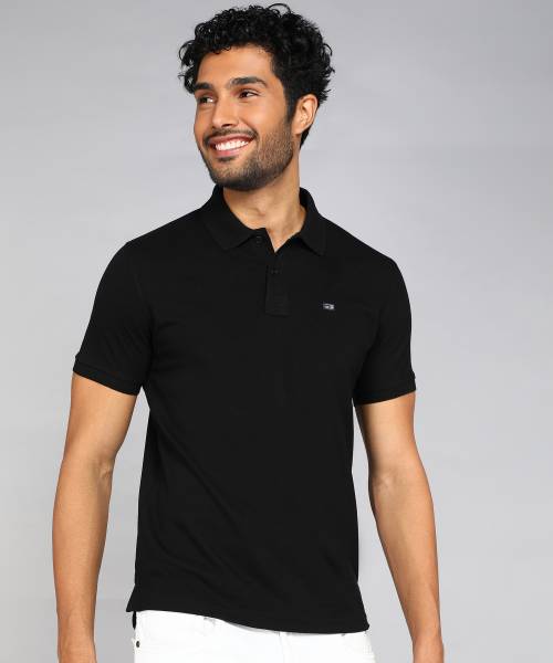 Arrow Sport Solid Men Polo Neck Black T-Shirt