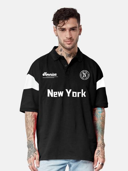 Printed Men Black, White T-Shirt