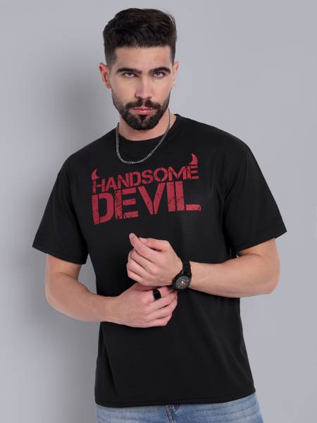 Go Devil Printed Men Round Neck Black T-Shirt