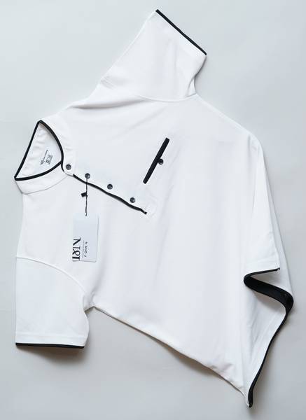 N AND J Solid Men Mandarin Collar White T-Shirt