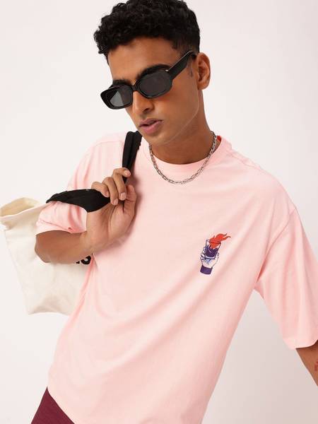 Kook N Keech Solid Men Round Neck Pink T-Shirt