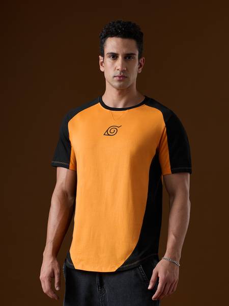 The Souled Store Printed Men Round Neck Orange T-Shirt