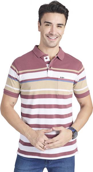 PRORIDERS Striped Men Polo Neck Multicolor T-Shirt