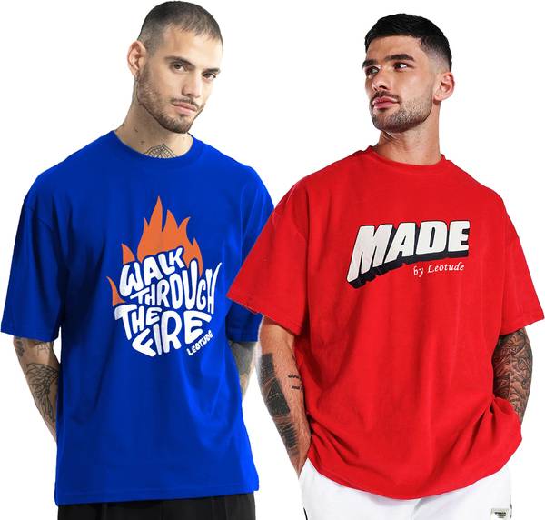 Leotude Printed Men Round Neck Multicolor T-Shirt