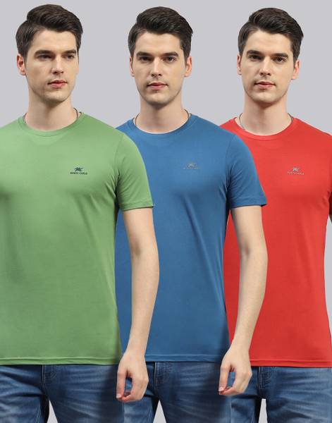 MONTE CARLO Solid Men Round Neck Red T-Shirt